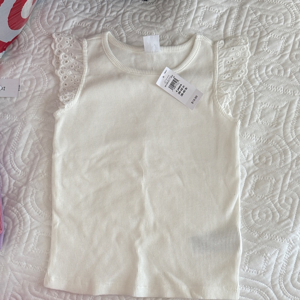 GAP Kids Cream Lace Sleeve Tank Top